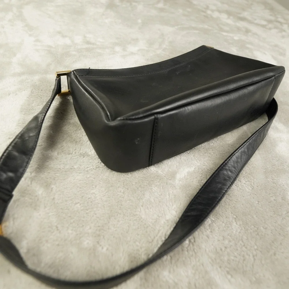 Vintage‎ Entienne Aigner Black Leather Shoulder Bag Double Compartment